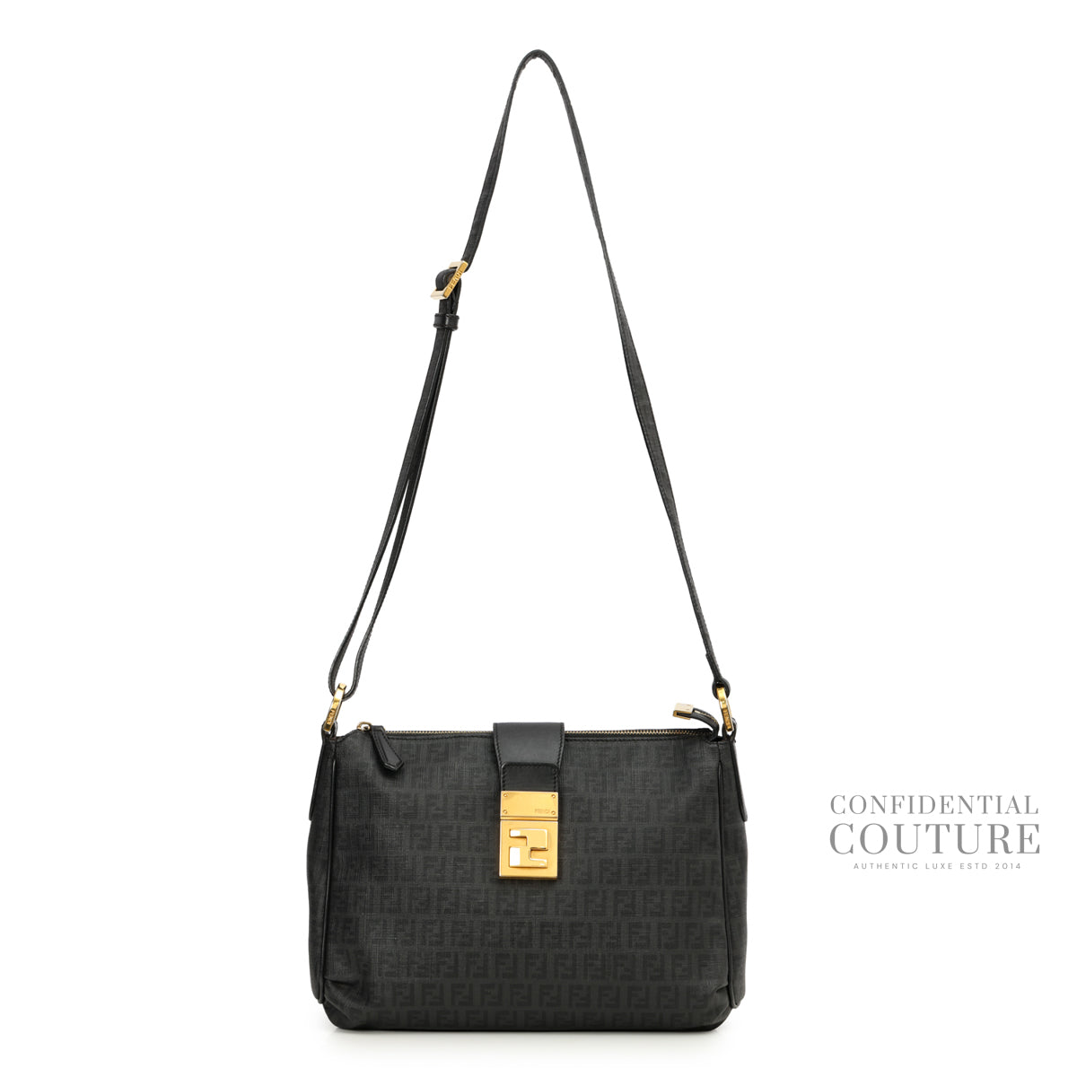 Authentic Pre-Loved — Zucchino Mamma Forever Black Monogram Coated canvas Leather Shoulder Bag — Interior View