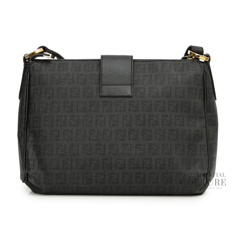 Zucchino Mamma Forever Black Monogram Coated canvas Leather Shoulder Bag