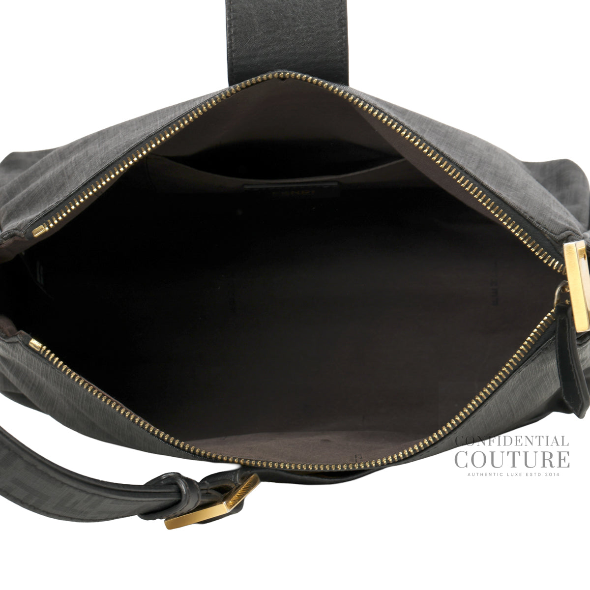Authentic Pre-Loved — Zucchino Mamma Forever Black Monogram Coated canvas Leather Shoulder Bag — Hardware Detail