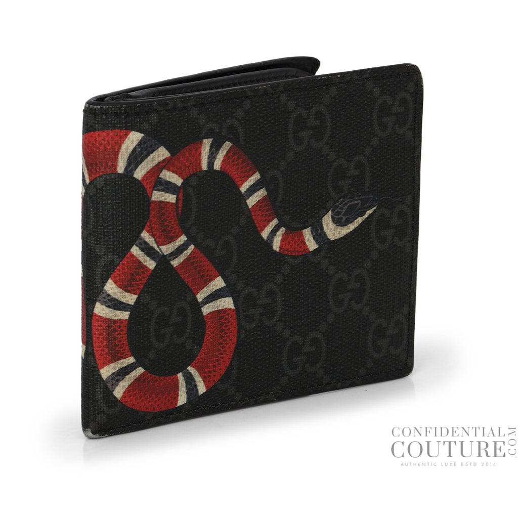 Shop Pre-Loved Gucci Kingsnake Print Bi-Fold Wallet in Black