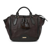 Burgundy & Brown Brogue Large Leather Tassel Satchel