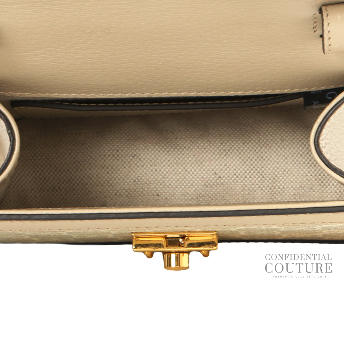 Beige Coated Canvas Ophidia GG Mini Top Handle Bag
