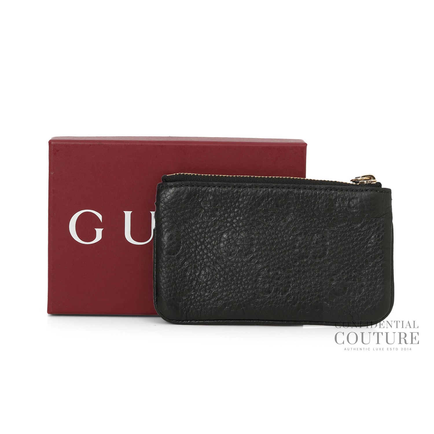 Black Monogram Zip Key Pouch