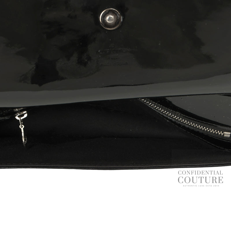 Sobe Black Patent Leather Clutch