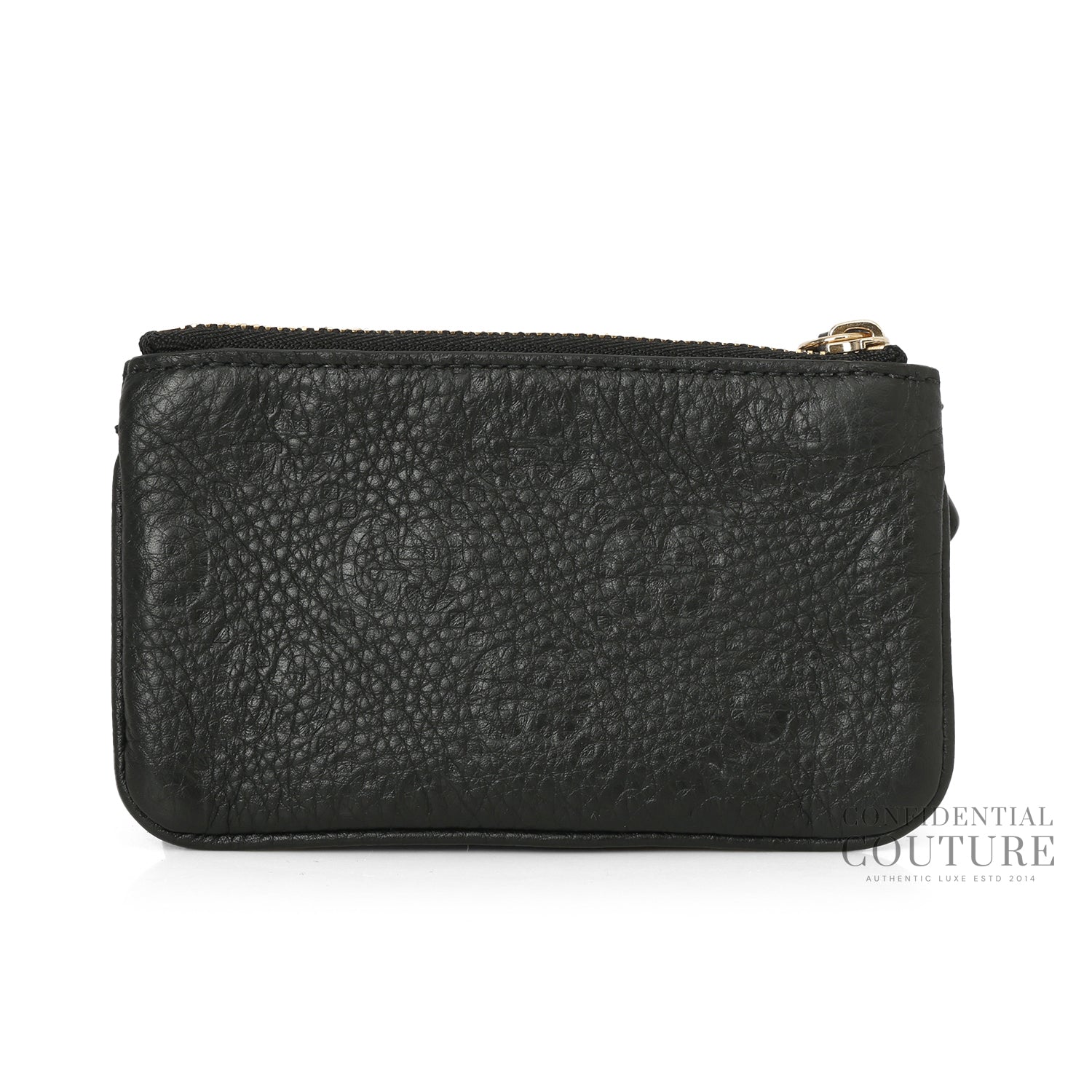 Black Monogram Zip Key Pouch