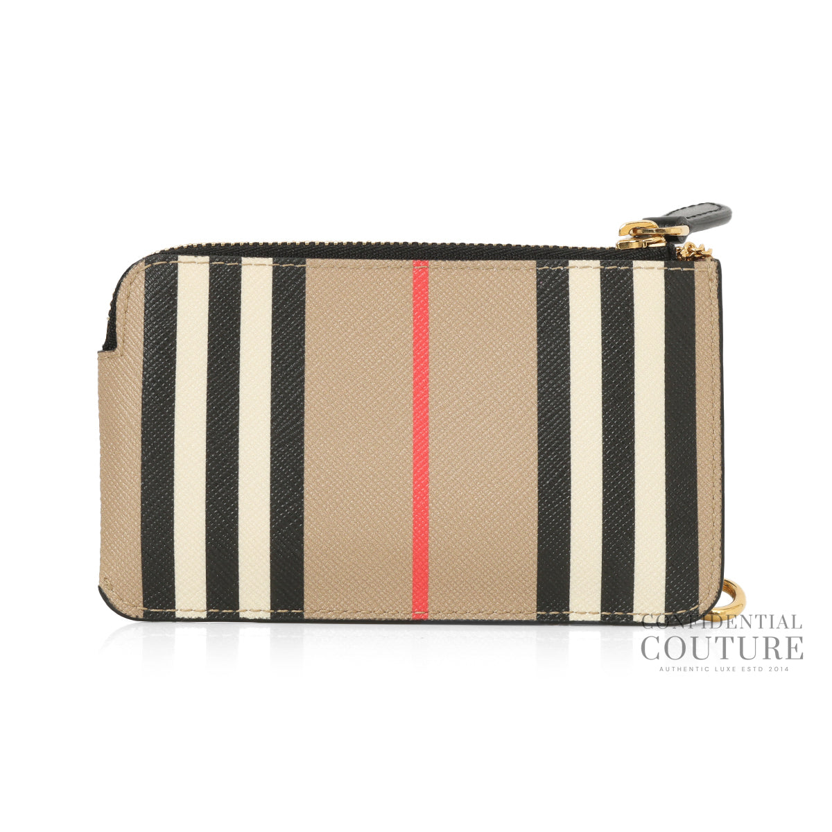 Beige Checked Zippy Key Pouch