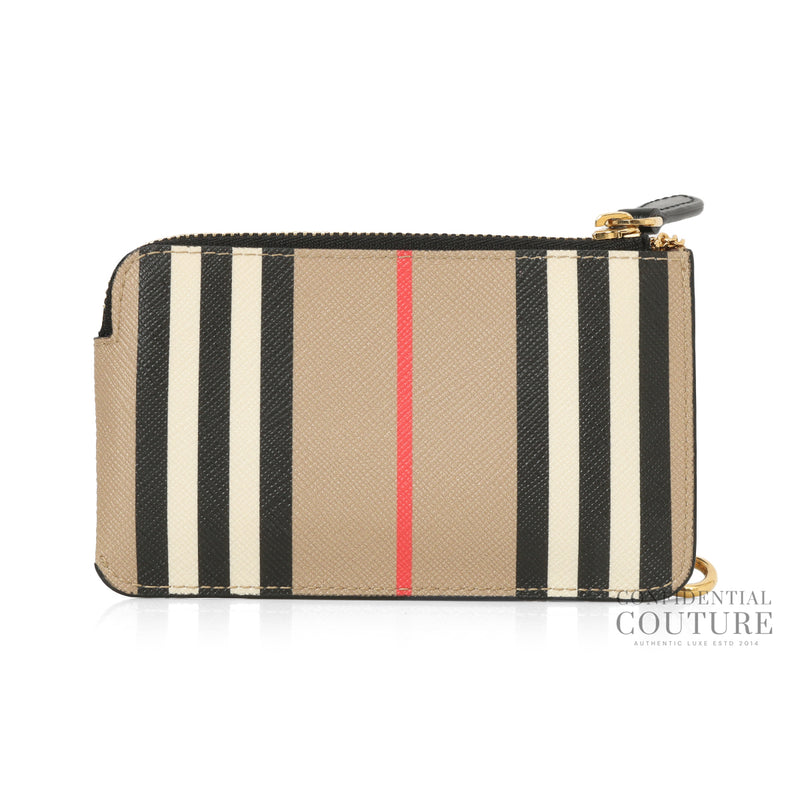 Beige Checked Zippy Key Pouch