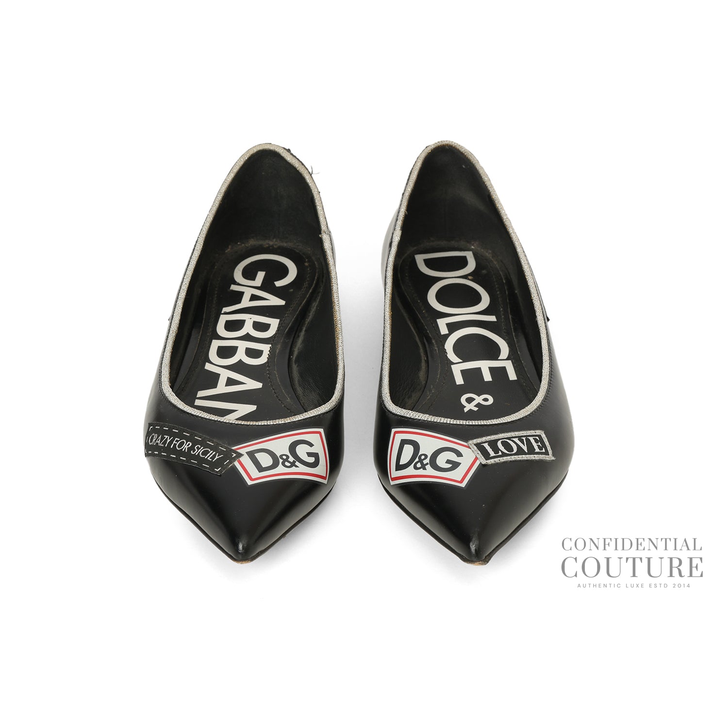 Black Leather L' Amore E' Bellezza Ballet Flats EU 37
