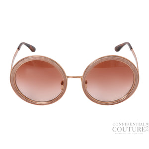 DG21179 Rose Gold Round Frame Sunglasses