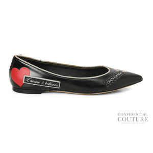 Black Leather L' Amore E' Bellezza Ballet Flats EU 37