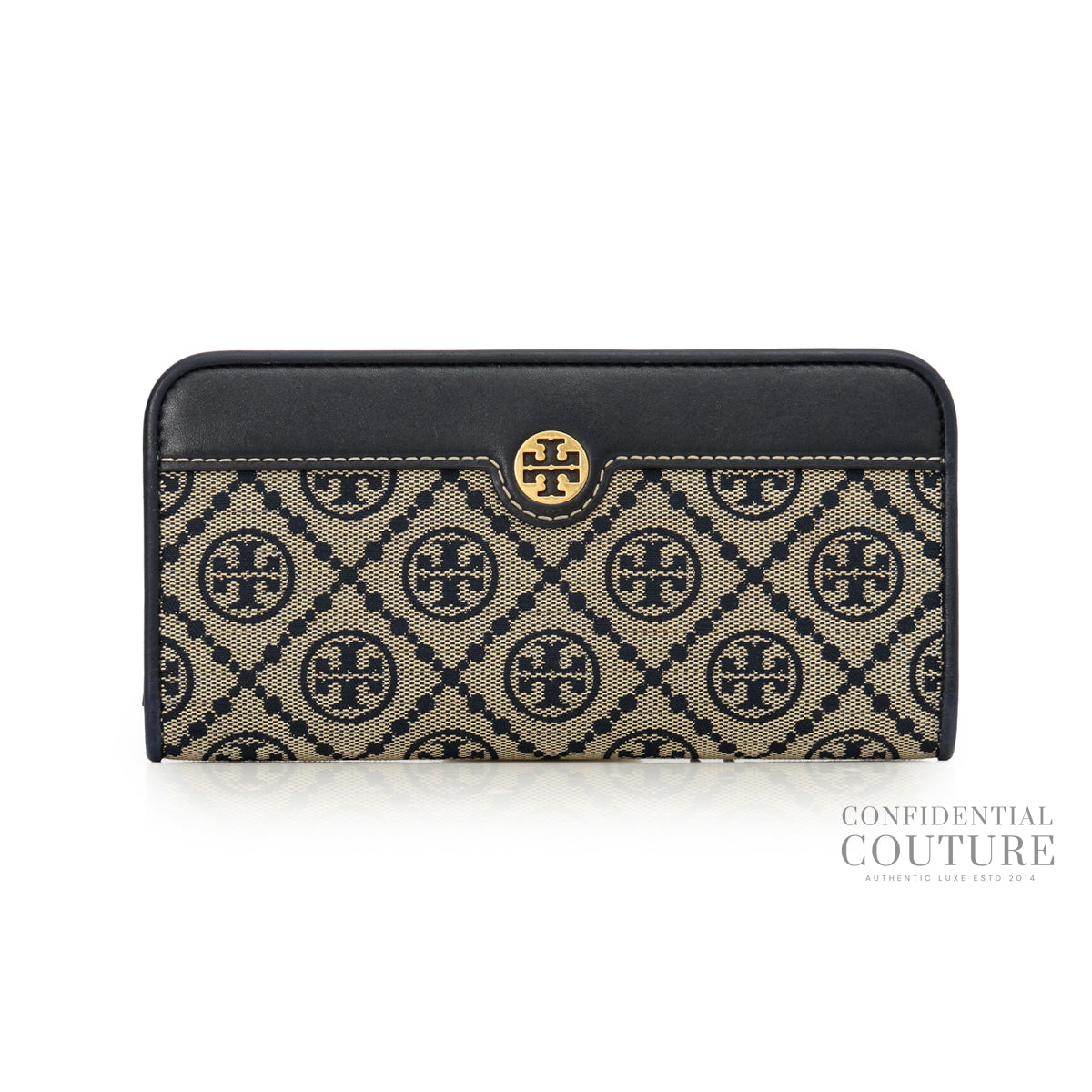 Blue/Beige T Monogram Jacquard Slim Wallet