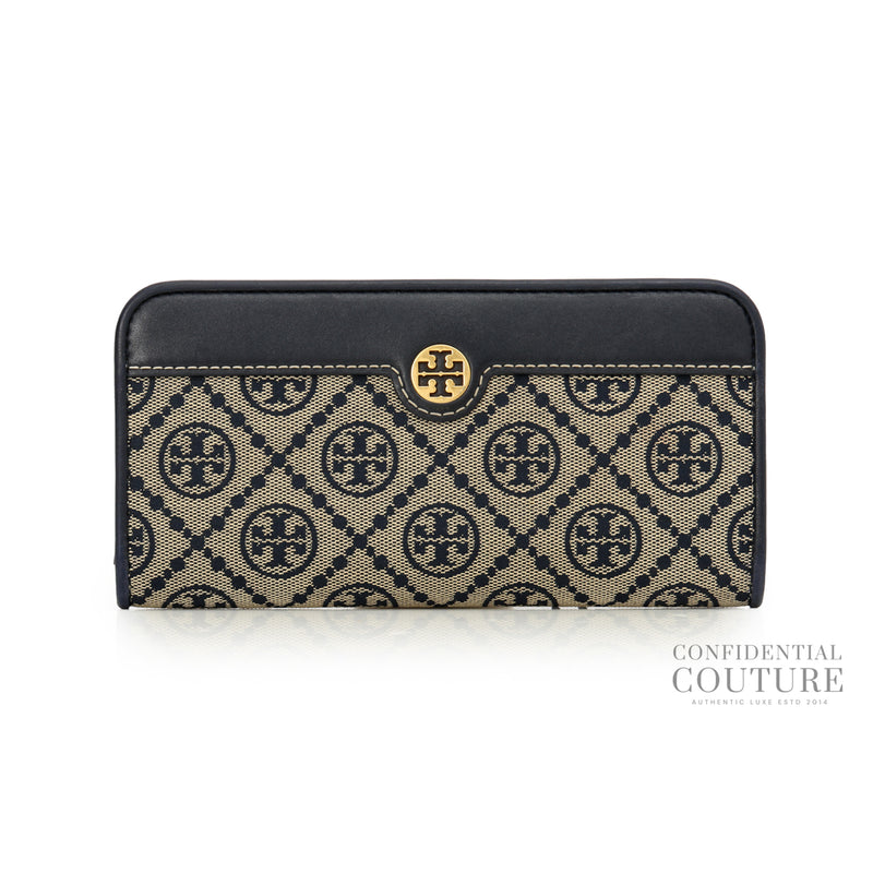 Blue/Beige T Monogram Jacquard Slim Wallet