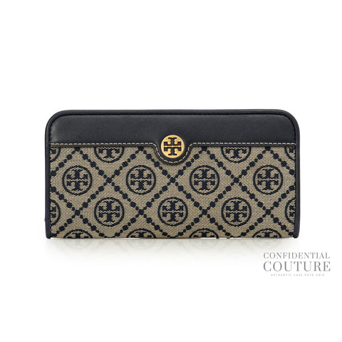 Blue/Beige T Monogram Jacquard Slim Wallet