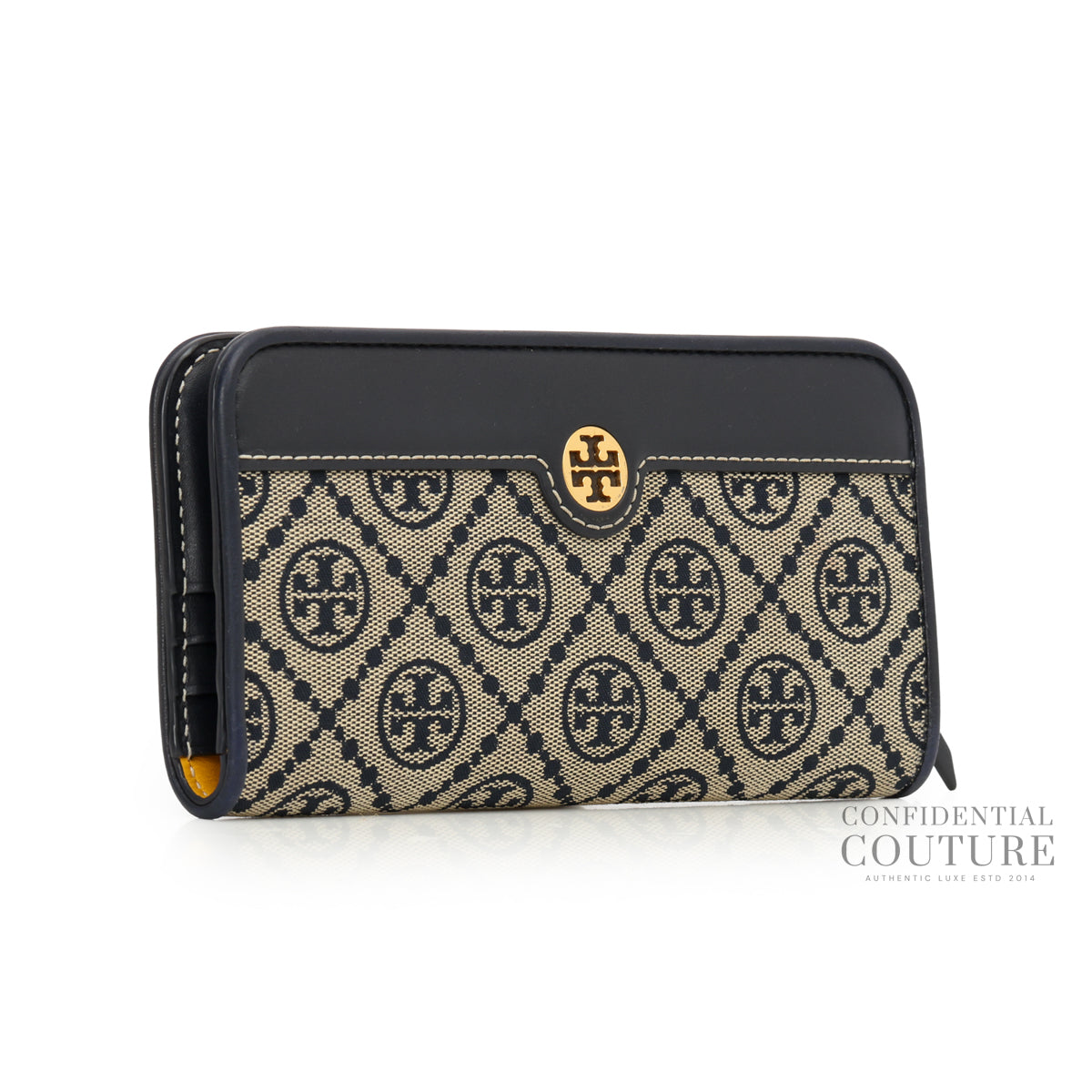 Blue/Beige T Monogram Jacquard Slim Wallet