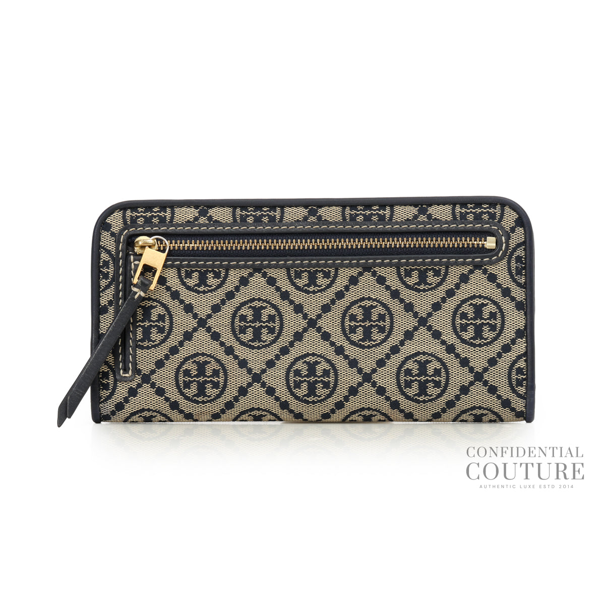 Blue/Beige T Monogram Jacquard Slim Wallet