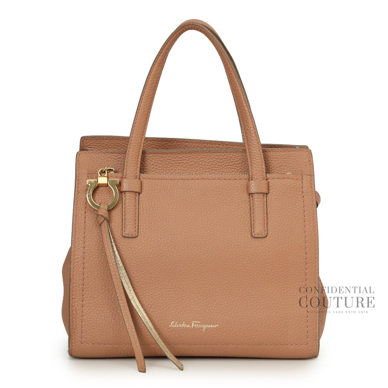 Salvatore Ferragamo Coral Sand Amy Small Tote Bag