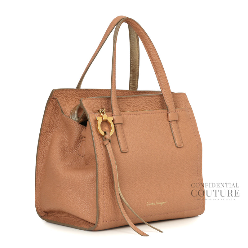 Pre-loved Salvatore Ferragamo Coral Sand Amy Small Tote Bag