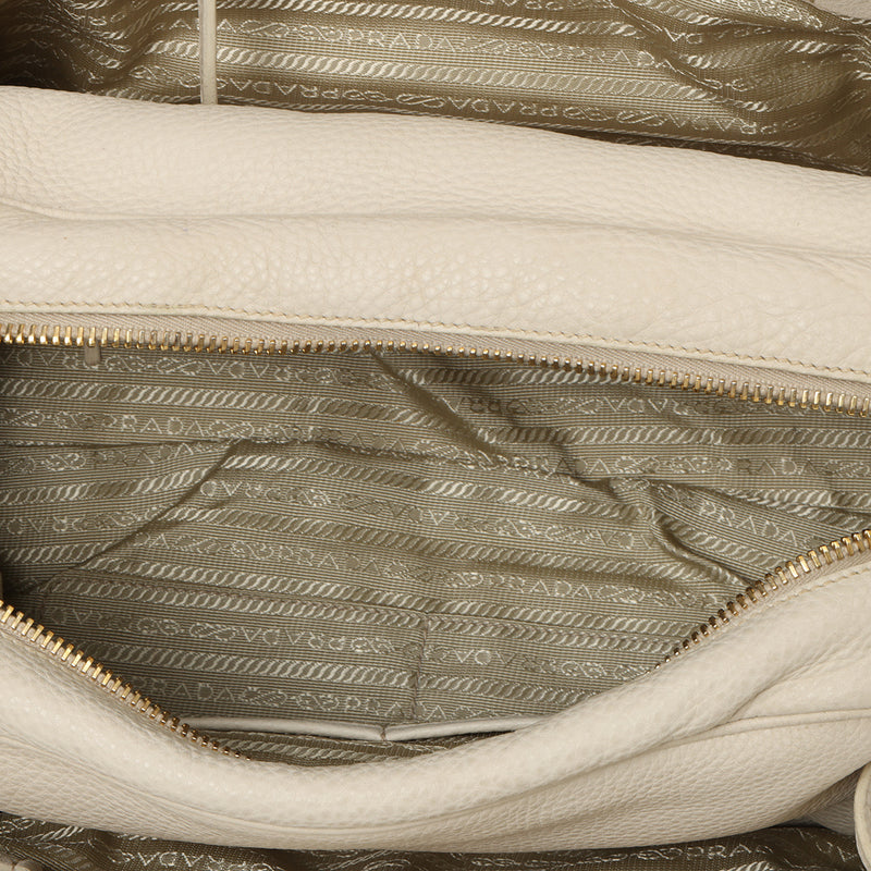 Women Prada Vitello Daino Talco leather Bauletto bag BL0804