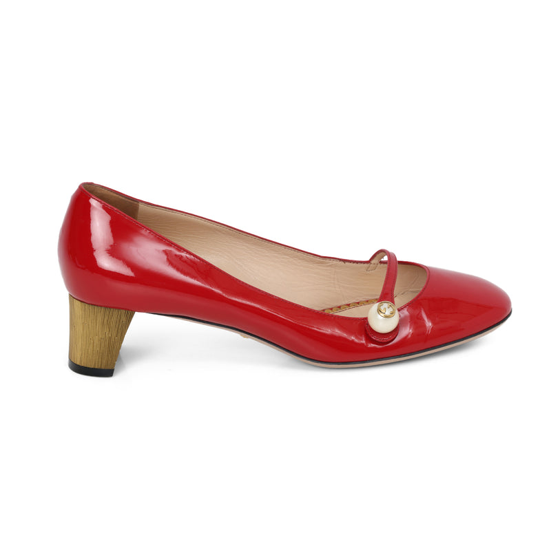 Gucci Red Arielle Mary Jane Pumps- 39.5