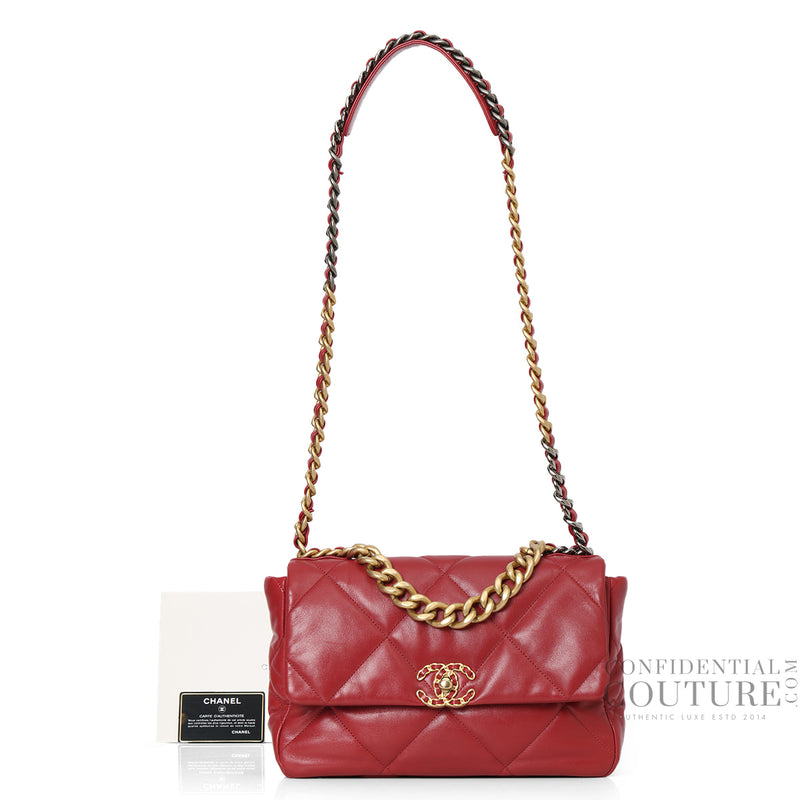 19 Red Shiny Lambskin, Gold & Silver Tone