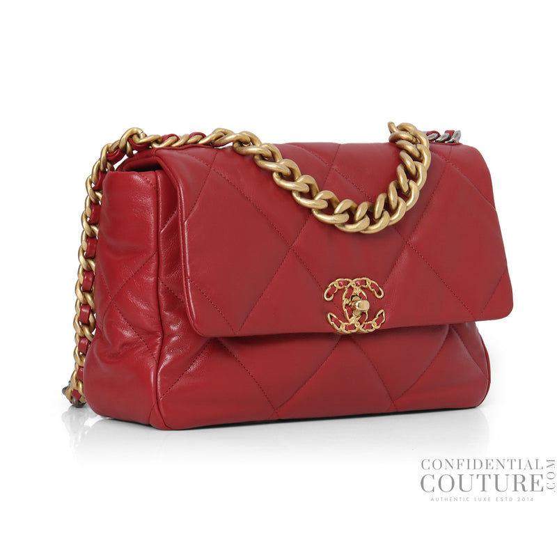 19 Red Shiny Lambskin, Gold & Silver Tone