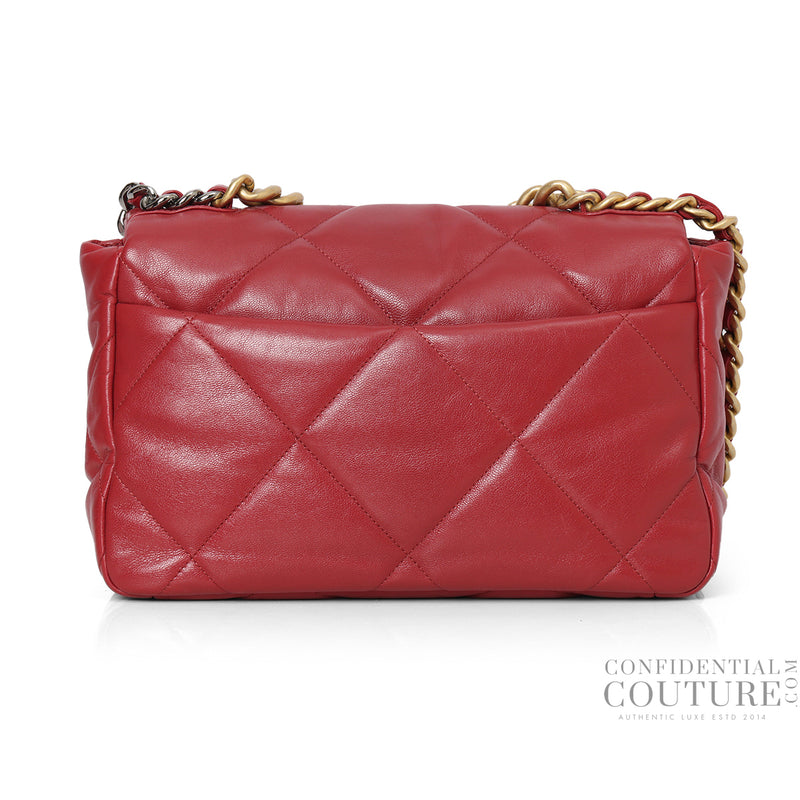 19 Red Shiny Lambskin, Gold & Silver Tone