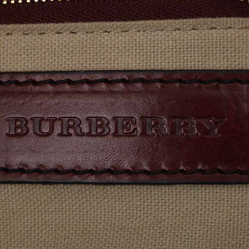 Wine Leather Bridle House Check Canvas Chester Bowling Bag