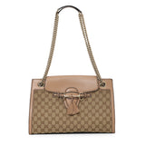 GG Beige/Nude Rose Canvas And Leather Large Emily Shoulder Bag