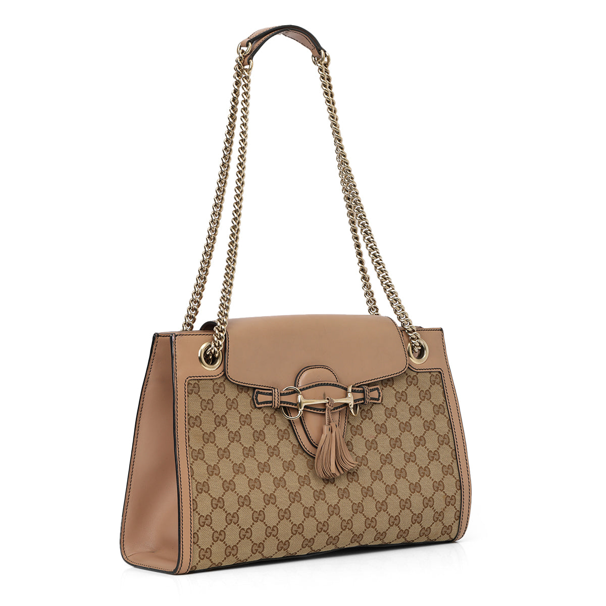 GG Beige/Nude Rose Canvas And Leather Large Emily Shoulder Bag