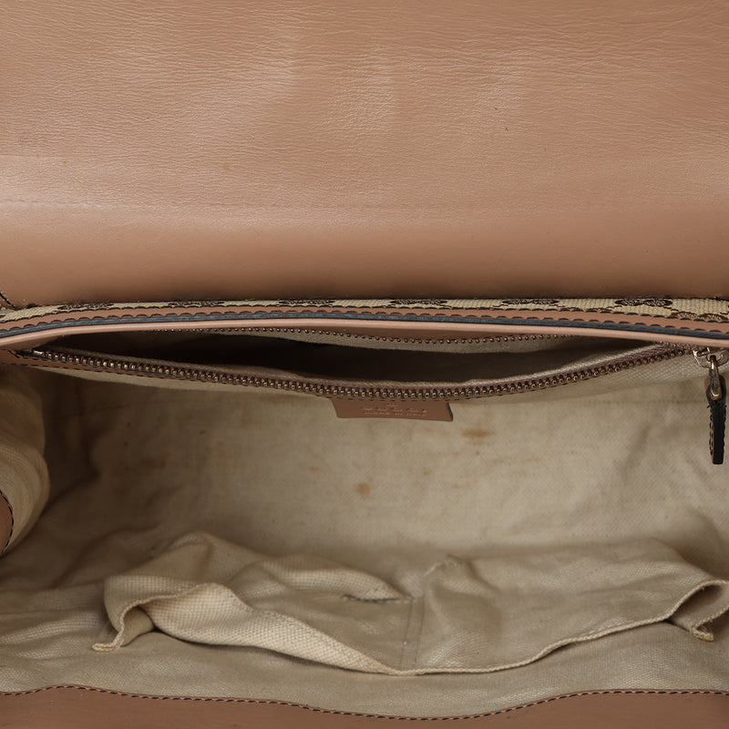 GG Beige/Nude Rose Canvas And Leather Large Emily Shoulder Bag