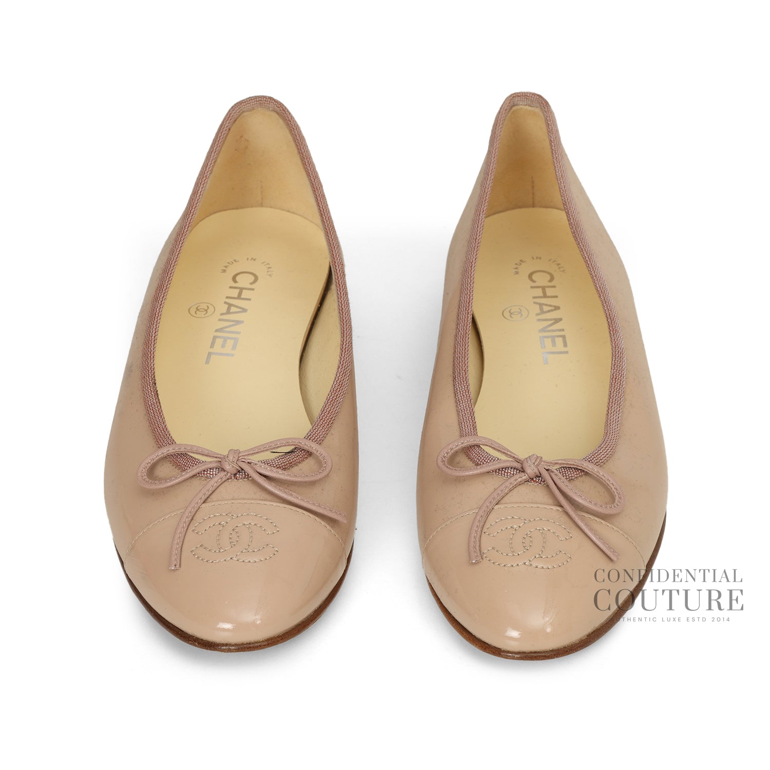 Nude Pink Patent Leather Ballet Flats 38C
