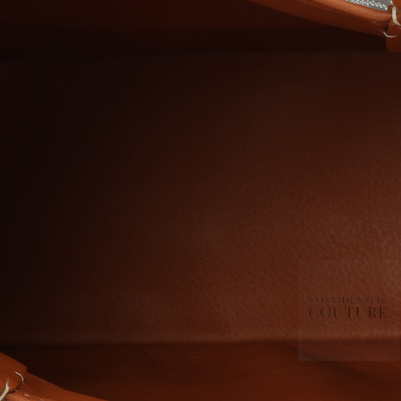 Black Goyardine Canvas and Tan Chevroches Calfskin Anjou Mini Bag