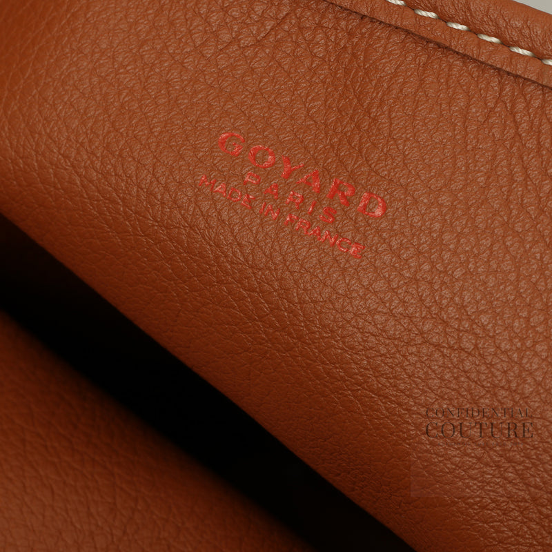 Black Goyardine Canvas and Tan Chevroches Calfskin Anjou Mini Bag