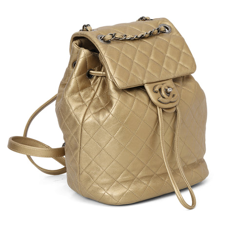 Vintage Small Duma Backpack Gold Metallic Lambskin