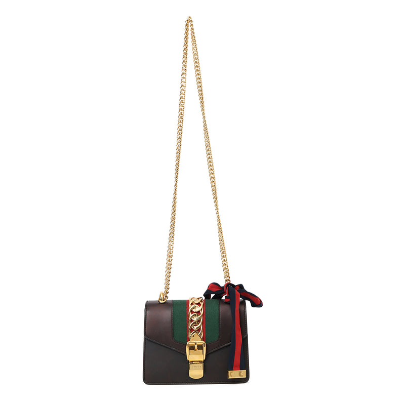 Black Leather Mini Sylvie Shoulder Bag