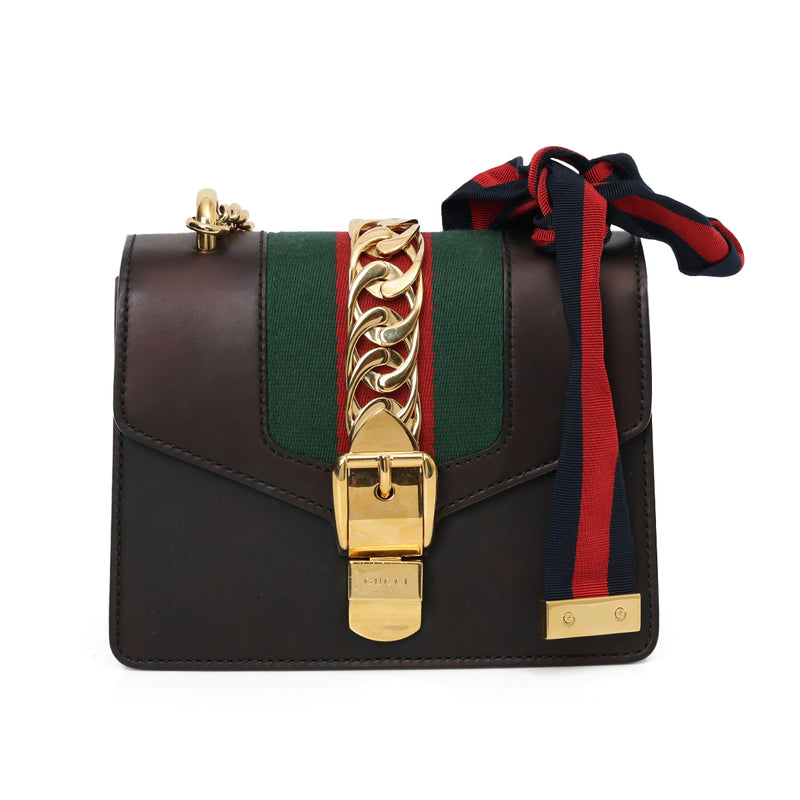 Black Leather Mini Sylvie Shoulder Bag