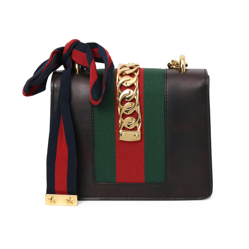 Black Leather Mini Sylvie Shoulder Bag