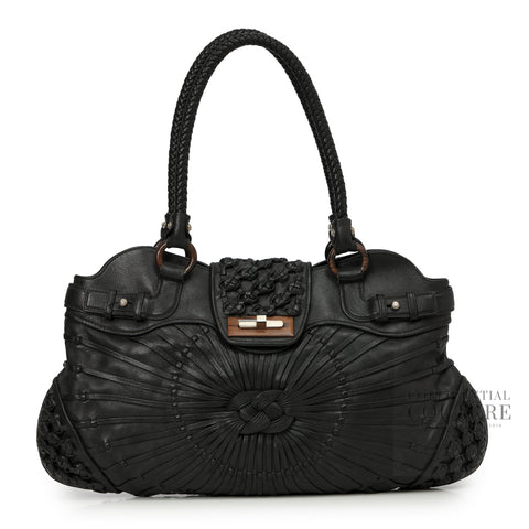 Black Leather Marisa Shoulder Bag