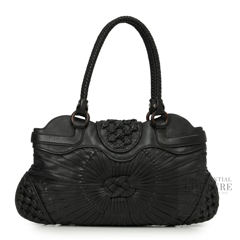 Black Leather Marisa Shoulder Bag