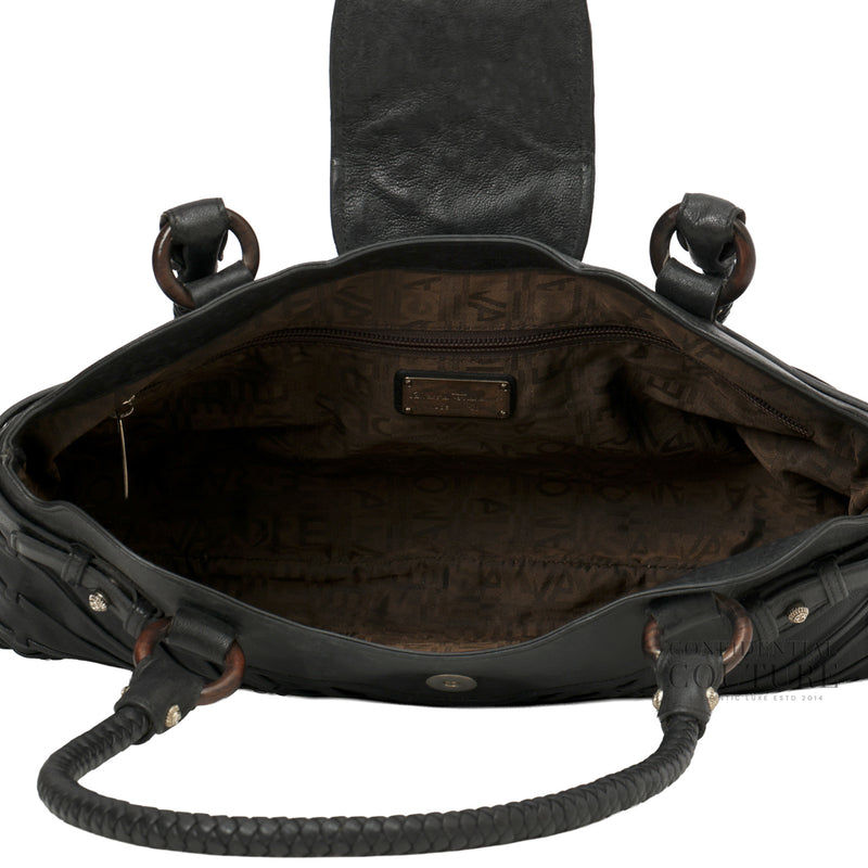 Black Leather Marisa Shoulder Bag