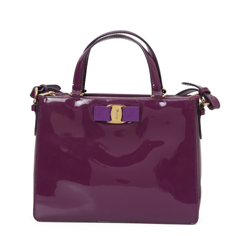 Salvatore Ferragamo Purple Tracy Patent Leather Bag
