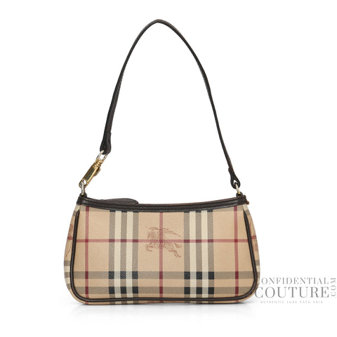 Brown Haymarket Check Coated Canvas Pochette Bag