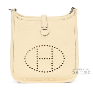 Evelyne 16 Taurillion Clemence Nata/Blanc Crossbody Bag With Silver Hardware