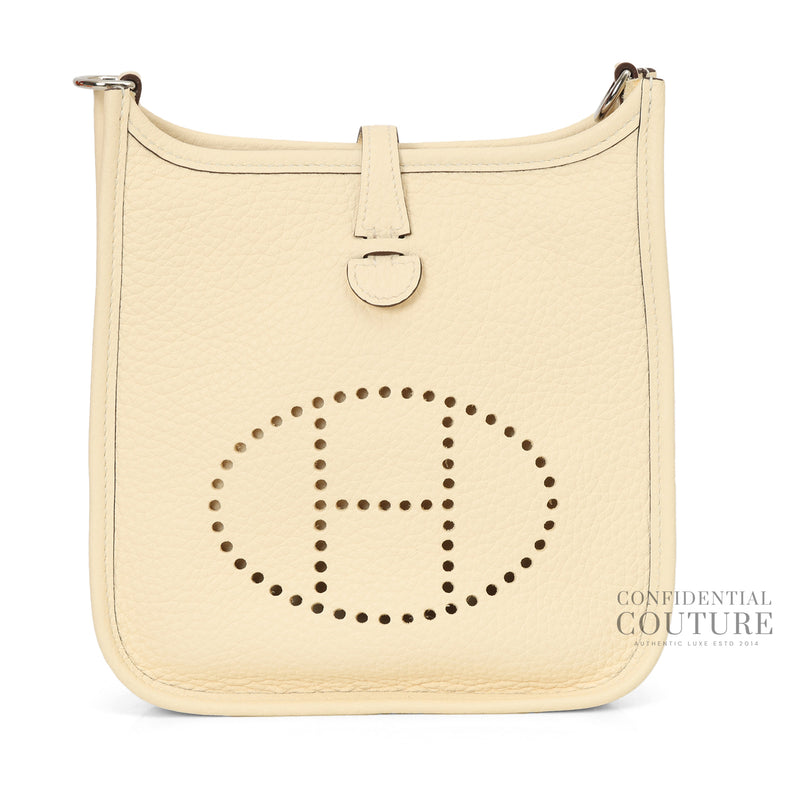 Evelyne 16 Taurillion Clemence Nata/Blanc Crossbody Bag With Silver Hardware