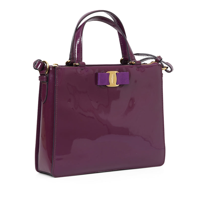 Pre-loved Salvatore Ferragamo Purple Tracy Patent Leather Bag