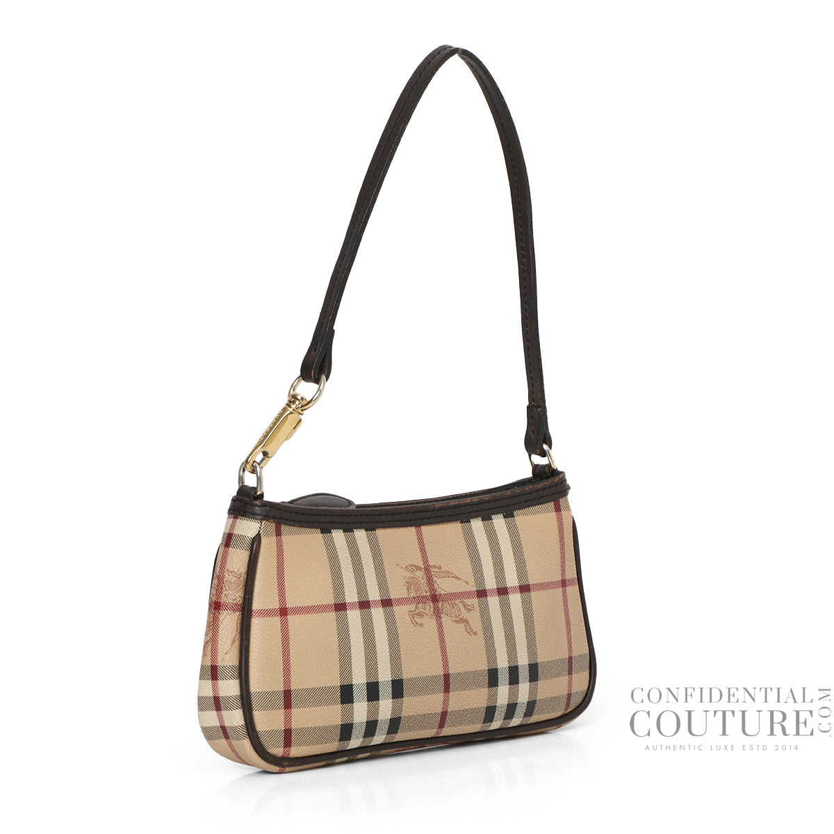 Brown Haymarket Check Coated Canvas Pochette Bag