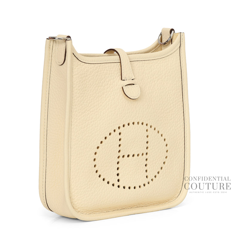 Evelyne 16 Taurillion Clemence Nata/Blanc Crossbody Bag With Silver Hardware