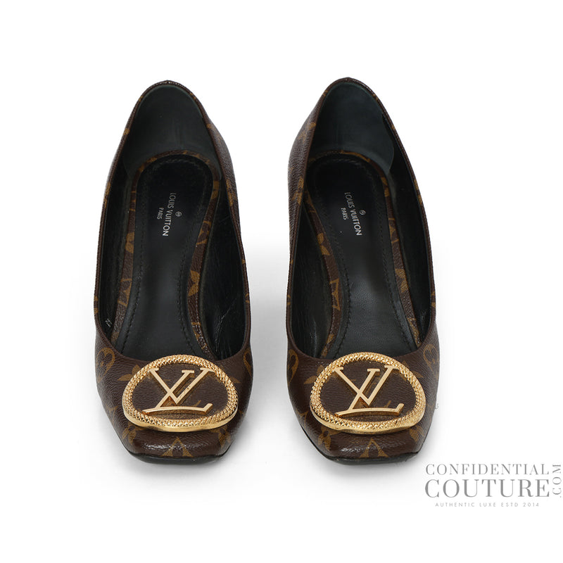 Pre-loved Louis Vuitton Monogram Canvas Madeleine Square Toe Pumps- 37.5