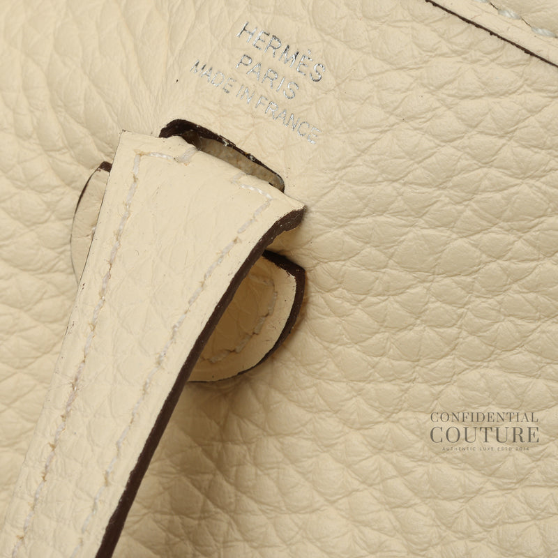 Evelyne 16 Taurillion Clemence Nata/Blanc Crossbody Bag With Silver Hardware