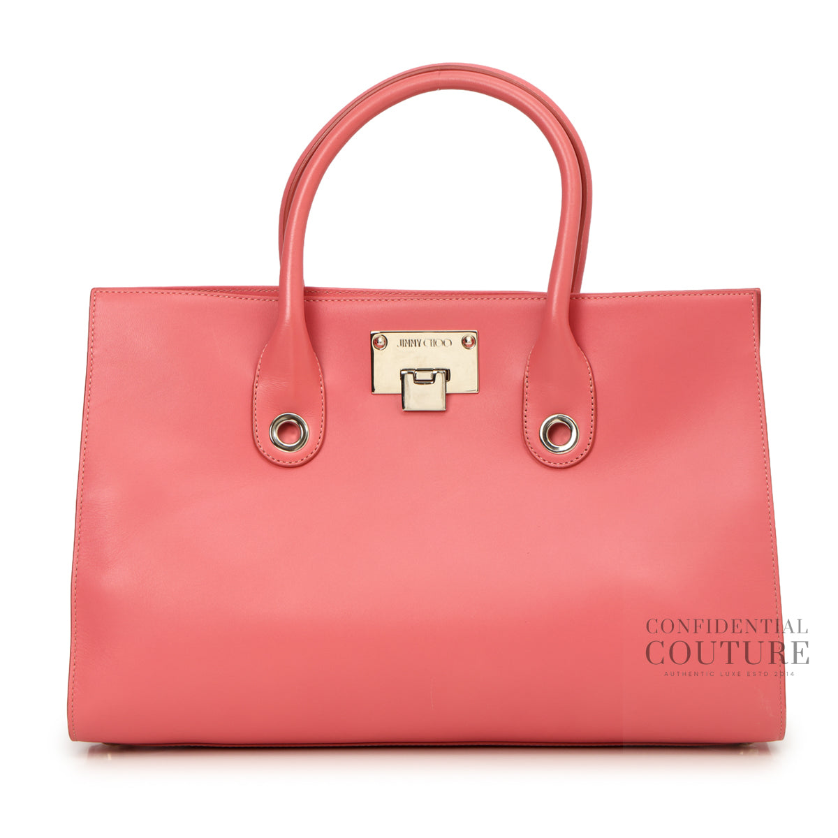Authentic Pre-Loved — Pink Riley Large Leather Tote Bag — Front View